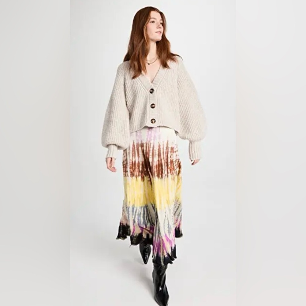 New! Raquel Allegra Frida Tie Dye Pink, Brown & Yellow Midi Skirt 💛 Small NWT!! - Picture 6 of 16